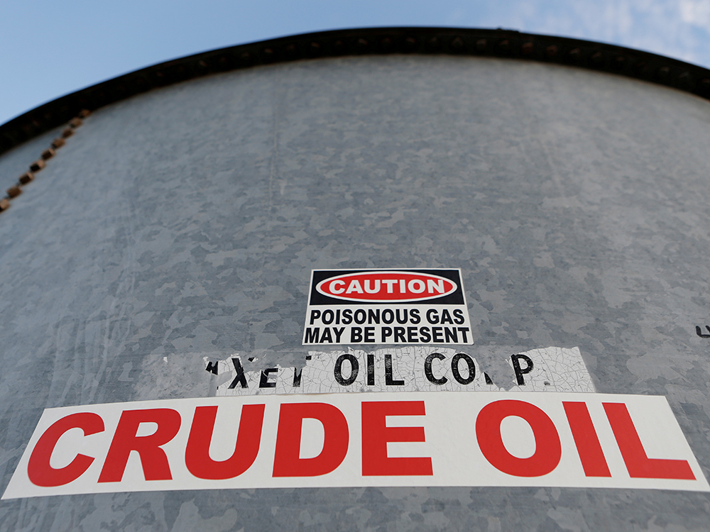  A storage tank in the Permian Basin in Mentone, Loving County, Texas.