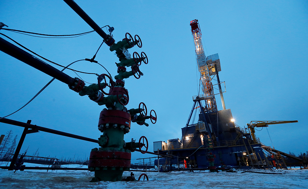  A drilling rig in the Yarakta oilfield in Russia.