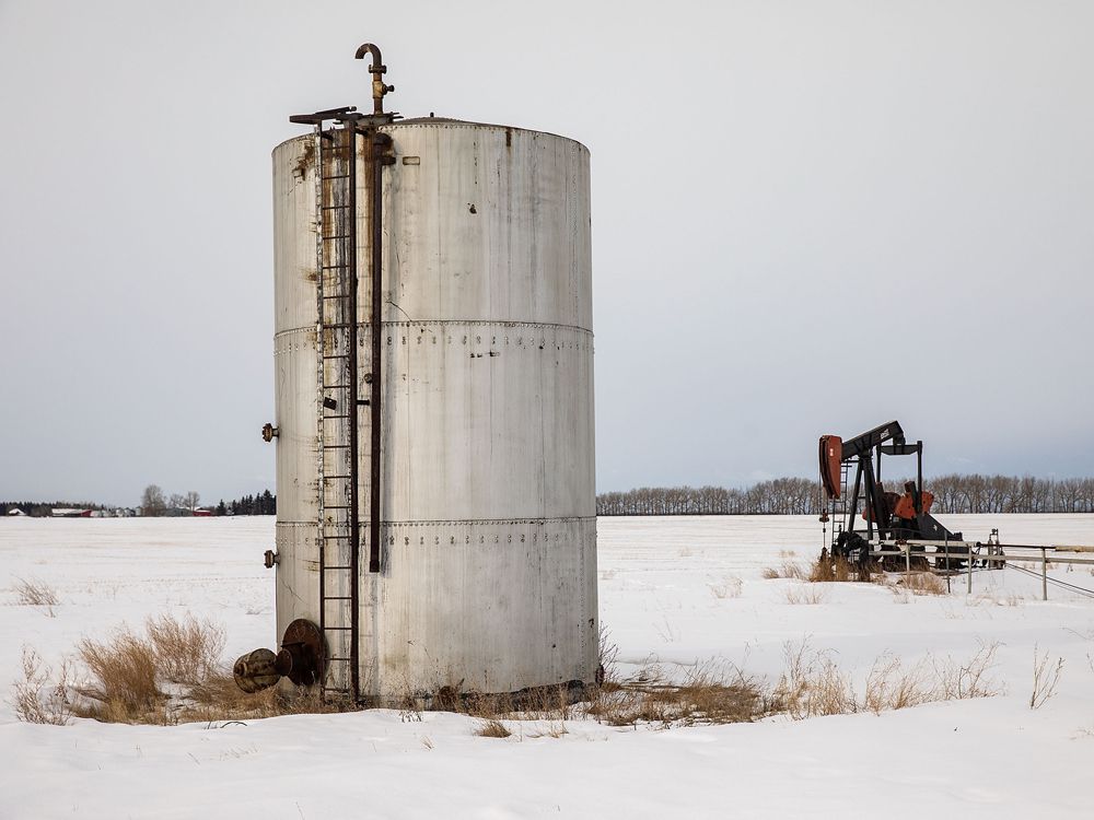  An abandoned oil-well site west of St. Alberta, Alta.