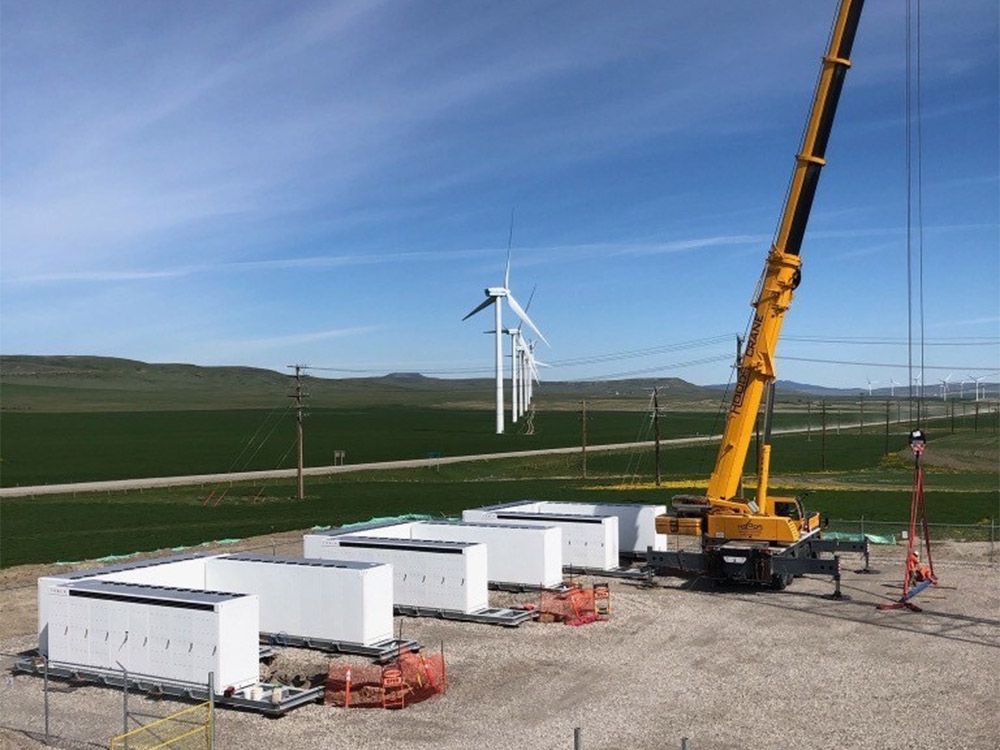  The new WindCharger battery storage project being development by TransAlta Corporation is seen near Pincher Creek. The project has been under development this year and will begin operating later this month.