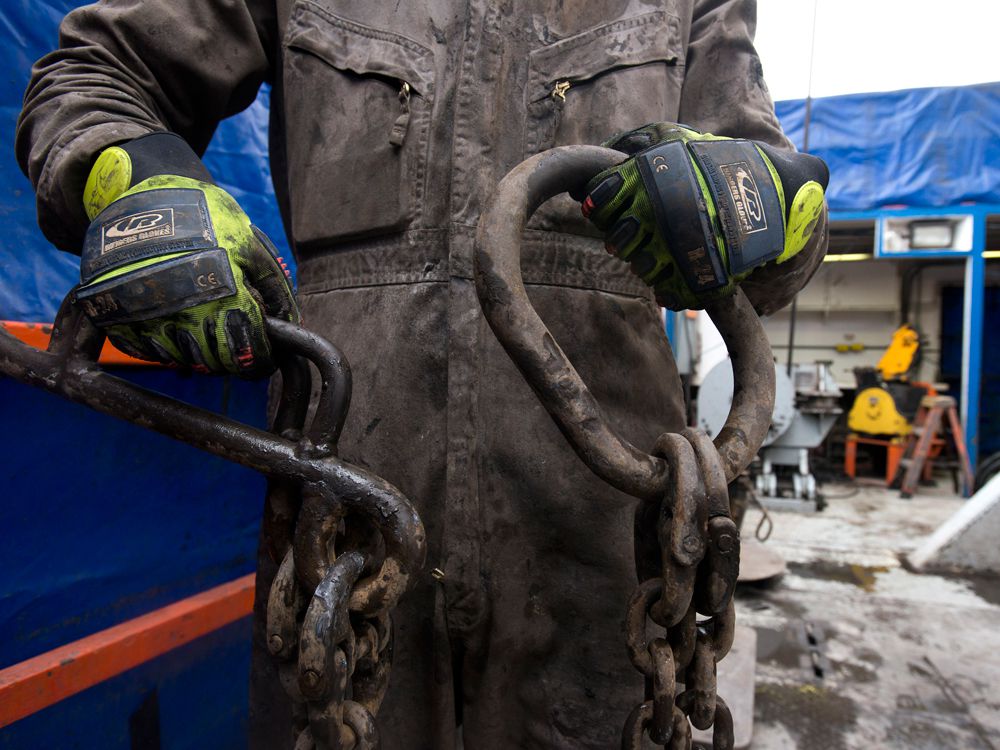  A worker on a fracking rig.