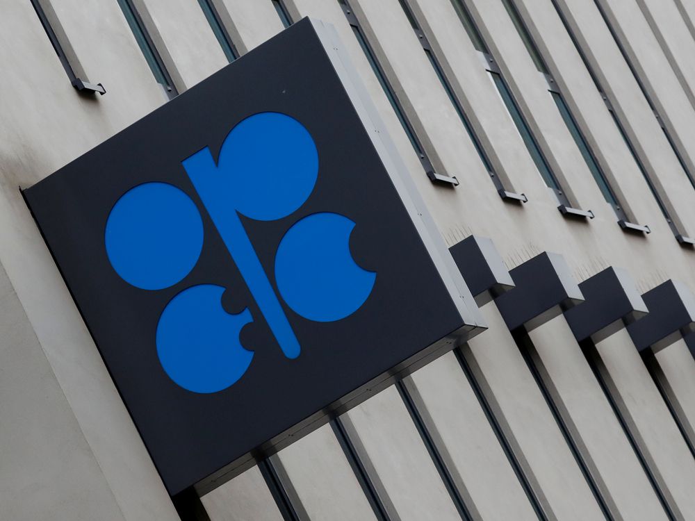  The logo of the Organisation of the Petroleum Exporting Countries (OPEC) sits outside its headquarters in Austria.