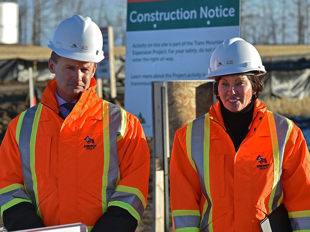  FILE PHOTO: Seamus O’Regan, Federal Minister of Natural Resources, Sonya Savage, Alberta Minister of Energy, at the Trans Mountain Expansion Project just west of Edmonton in 2019.