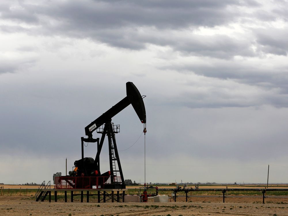  A TORC Oil Gas pump jack near Granum, Alberta on May 6, 2020.