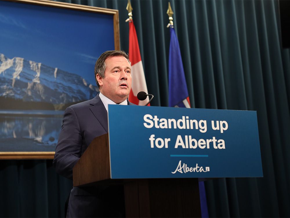  Premier Jason Kenney from Calgary on the recent developments related to the Keystone XL pipeline on Jan. 20, 2021.