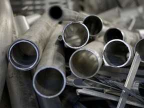 Aluminum pipes at a recycling facility in New York.