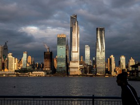 The Hudson River and the New York City skyline as seen from Weehawken, New Jersey.