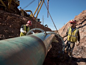 Oil pipeline construction workers in Oklahoma.