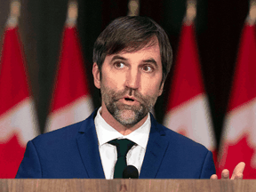 Environment and Climate Change Minister Steven Guilbeault speaks during a press conference in Ottawa, on October 26, 2021.