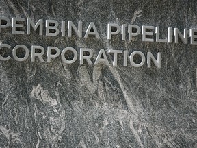 Pembina Pipeline Corp. name outside Eighth Avenue Place was photographed on Tuesday, June 1, 2021.