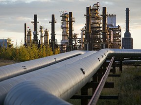 Bitumen pipeline at Nexen’s Long Lake oilsands facility southeast of Fort McMurray.