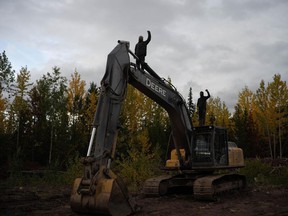 Protesters commandeer equipment to stop drilling under a waterway at the Coastal GasLink site.