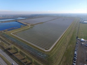 An artist’s rendering of the ATCO Group’s Deerfoot solar project to be built at the corner of 114th Avenue and 52nd Street S.E. in Calgary.