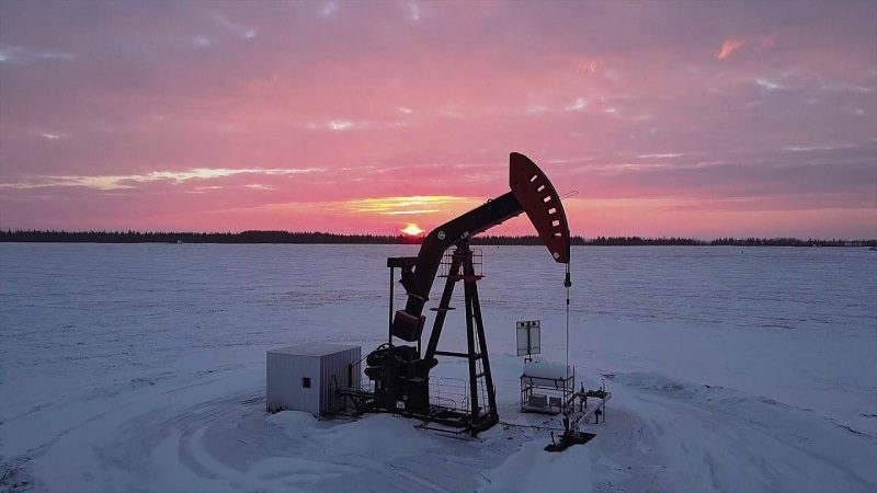 Alberta pumpjack in the winter