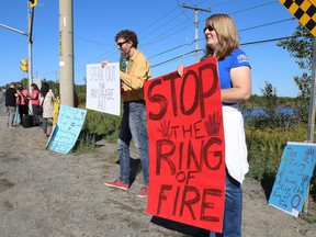 A protest against development of the Ring of Fire in Sudbury, Ont., in 2018.