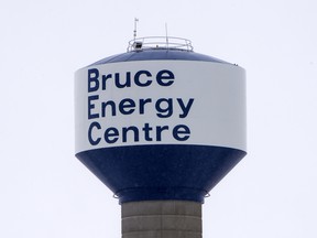 A water tower near the Bruce Power Visitors Centre.