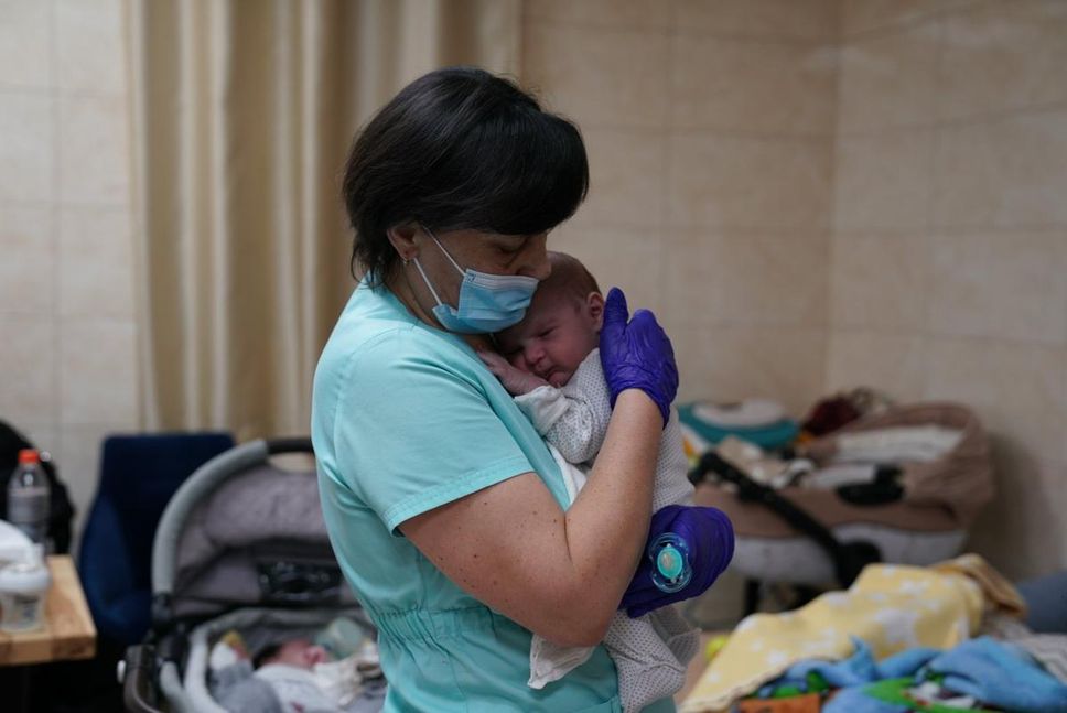 Surrogate mothers care for babies in an underground shelter in a residential area of Kyiv, Ukraine, which is actively under threat of Russian air strikes. The biological parents of these babies are outside of Ukraine, which has left the citizenship and guardianship of these newborns in question. Kyiv, Ukraine. Monday, March 21, 2022. Michael Agosti for Toronto Star