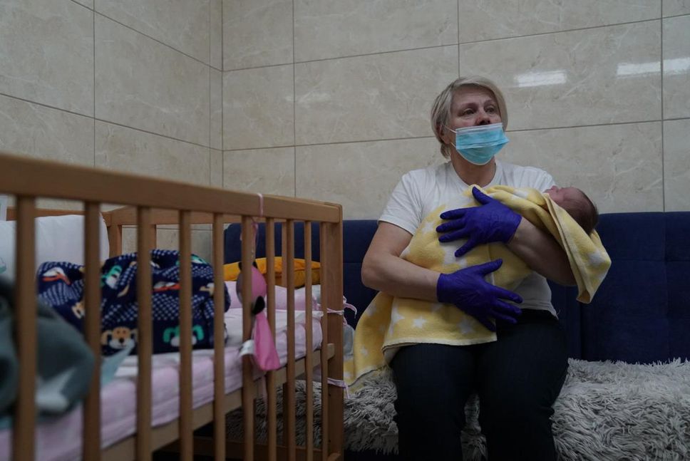 Surrogate mothers care for babies in an underground shelter in a residential area of Kyiv, Ukraine, which is actively under threat of Russian air strikes. The biological parents of these babies are outside of Ukraine, which has left the citizenship and guardianship of these newborns in question. Kyiv, Ukraine. Monday, March 21, 2022. Michael Agosti for Toronto Star