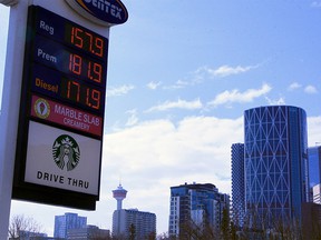 Gas prices in Calgary on March 5, 2022.