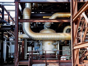 Pipes run through Shell's new Quest Carbon Capture and Storage (CCS) facility in Fort Saskatchewan, Alberta.