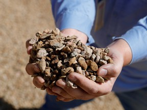 Crushed ore containing critical minerals in California.