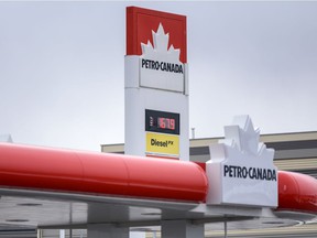 Gas prices in Calgary at a Petro-Canada gas station along 16 Ave. N.W. on Monday, March 7, 2022.