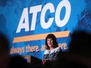 FILE PHOTO: ATCO President and CEO Nancy Southern speaks at the company's annual general meeting in Calgary on Wednesday May 10, 2017. 