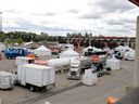 FILE PHOTO: Exhibitors set up for the 2019 Global Petroleum Show at Stampede Park in Calgary on Monday, June 10, 2019. 