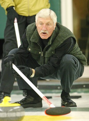 George Fink skips during a tournament at the Huntington Hills Curling Club in 2004.