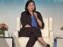 ATCO Electric president Melanie Bayley speaks at the Global Energy Show in Calgary on June 9, 2022.