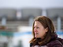 Deputy Prime Minister Chrystia Freeland speaks at a media event at Alberta Carbon Conversion Technology Centre in Calgary on Thursday, April 14, 2022.