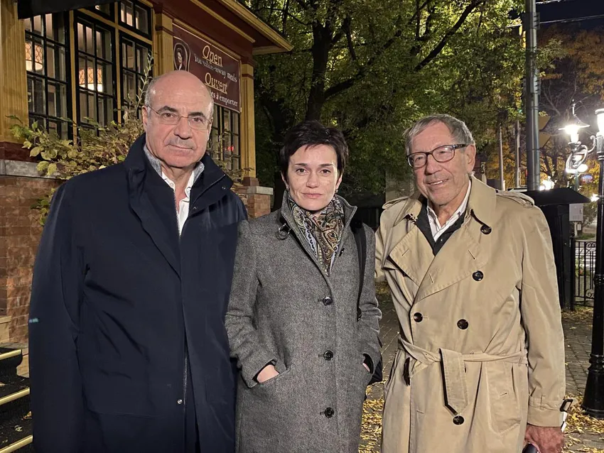 Bill Browder (left), the bestselling author of Red Code, Evgenia Kara-Murza (centre), and former justice minister and human rights lawyer Irwin Cotler are campaigning for sanctions against Russian officials involved in the attempted assassinations, arrest, prosecution and detention of Evgenia's husband.