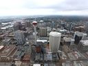 Part of the Calgary skyline, looking south and showing the Calgary Tower as viewed from the upper floors at the opening of Telus Sky in downtown Calgary on Wednesday, July 6, 2022. 