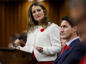 FILE PHOTO: Canada’s Deputy Prime Minister and Minister of Finance Chrystia Freeland delivers the fall economic statement in the House of Commons on Parliament Hill in Ottawa, Ontario, Canada on November 3, 2022.