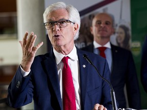 Jim Carr speaks at the University of Alberta in Edmonton on Aug. 22, 2019.