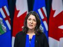 Premier Danielle Smith shares details on Alberta's sovereignty bill on Tuesday, Nov. 29, 2022, in Edmonton. 
