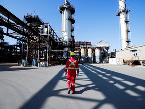 A Shell employee walks through the company’s Quest Carbon Capture and Storage facility in Fort Saskatchewan last year.