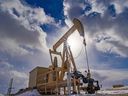 Pumpjacks northwest of Calgary were photographed on Tuesday, March 8, 2022.