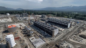 Construction continues at the LNG Canada site in Kitimat, B.C., in September 2022.