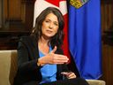 Alberta Premier Danielle Smith gives a year-end interview at the McDougall Centre in Calgary on Dec. 16.