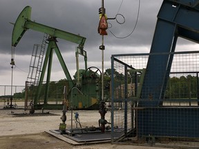 A pumpjack operates at the Vermilion Energy pipeline and storage site in Vaudoy-en-Brie, near Paris.