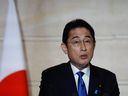 Prime Minister Kishida Fumio of Japan, shown here at a news conference in France, is visiting Ottawa this week. Prime Minister Justin Trudeau needs to assure him that Canada is willing and able to export much-needed energy to his country, write Gary Mar and Carlo Dade of the Canada West Foundation. 