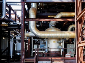 Pipes run through Shell's Quest Carbon Capture and Storage facility in Fort Saskatchewan, Alta.