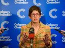 Calgary Chamber of Commerce CEO Deborah Yedlin speaks after an event hosted by the Chamber on Thursday, March 2, 2023.