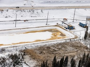 A tailings pond at Imperial Oil’s Kearl Lake oilsands operation north of Fort McMurray on Feb. 25, 2023.