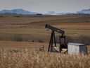 FILE PHOTO: A decommissioned pumpjack is shown at a well head on an oil and gas installation near Cremona, Alta., Saturday, Oct. 29, 2016. 