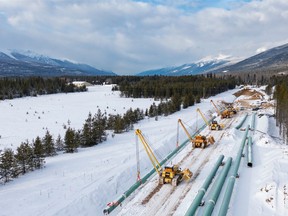 Trans Mountain Pipeline extension project, construction near Valemont, B.C. in Dec., 2021.