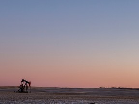 A pumpjack near Shaunavon, S.K. on November 6, 2019.