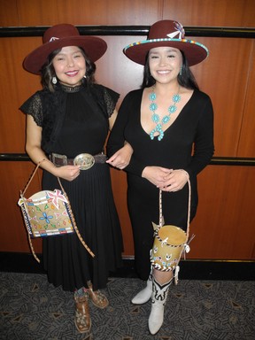 Amelia Crowshoe, left, and her sister Karli Crowshoe, artist and founder of The Chief’s Daughter, an Indigenous beading company.