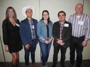 From left: Trimac’s Rhonda Leason, Ramon Ignacio, Leah Miller, Marc Gravel and Deryk Gillespie. Trimac was a sponsor of the event.